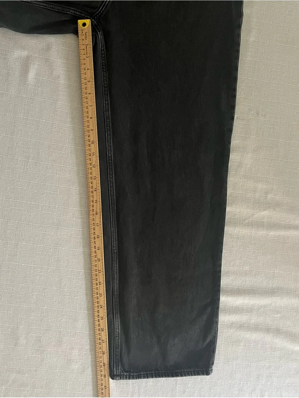 UNIQLO Men's Wide Straight Jeans Size 36 Washed Black Denim High Rise 36x30 EUC